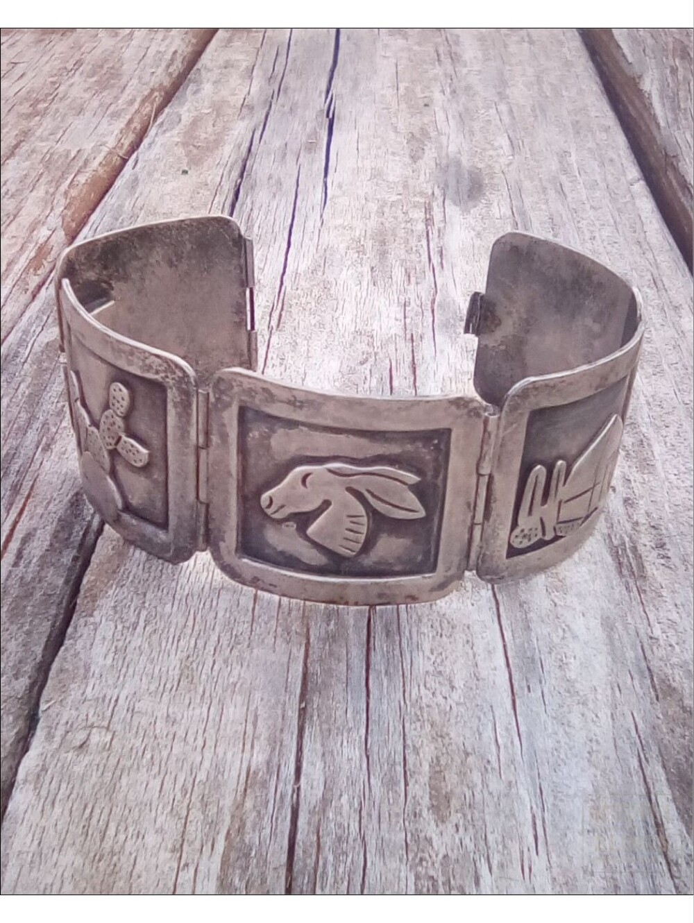 Balderas Story Bracelet 5 Panel Vintage Taxco 925 Sterling Silver For Repair